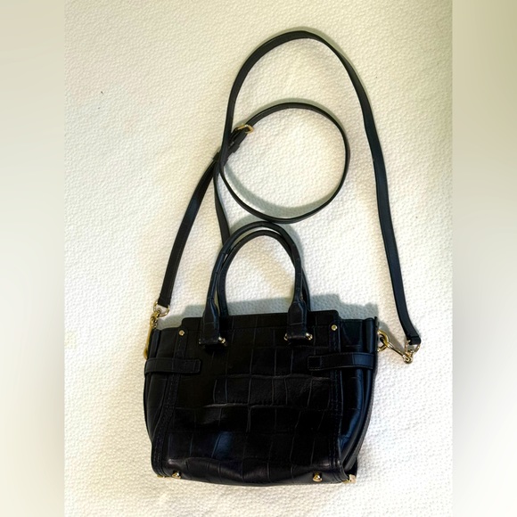 COACH Women's Embossed Croc Coach Swagger 20 LI/Navy Satchel - Picture 2 of 2